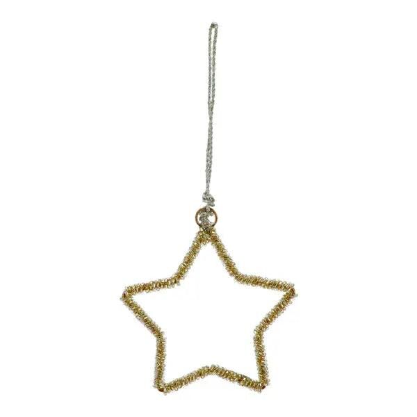 Kleiner Goldener Sternanh&auml;nger mit Glasperlen, Durchmesser 10cm