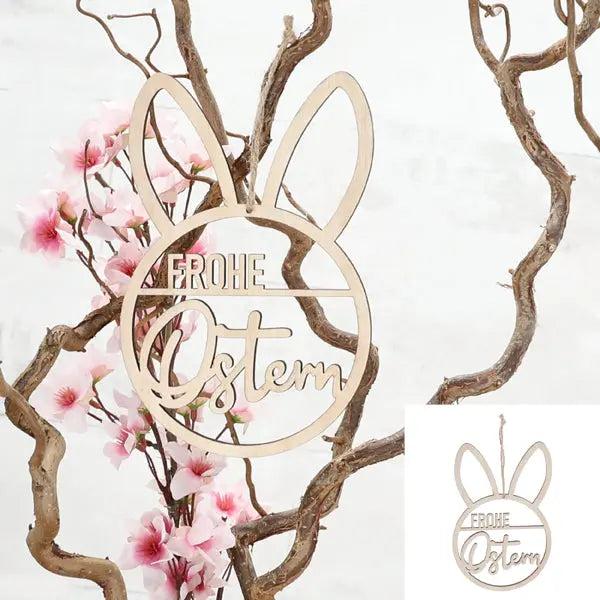 Kleiner Holzring 'Frohe Ostern', 13 cm Durchmesser - Zauberhafte Osterdeko