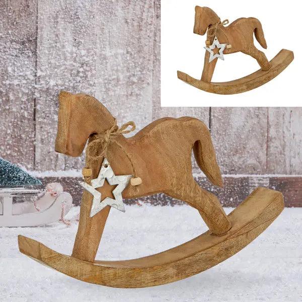 Kleines Holz-Schaukelpferd, 17cm H&ouml;he &ndash; Klassisches Kinderzimmer-Dekor
