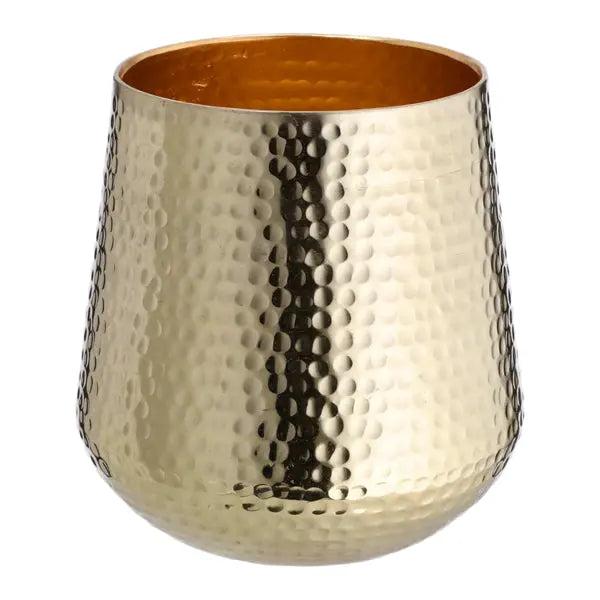 Kleines Windlicht in Gold, Geh&auml;mmerte Optik, ca. 14 cm H&ouml;he