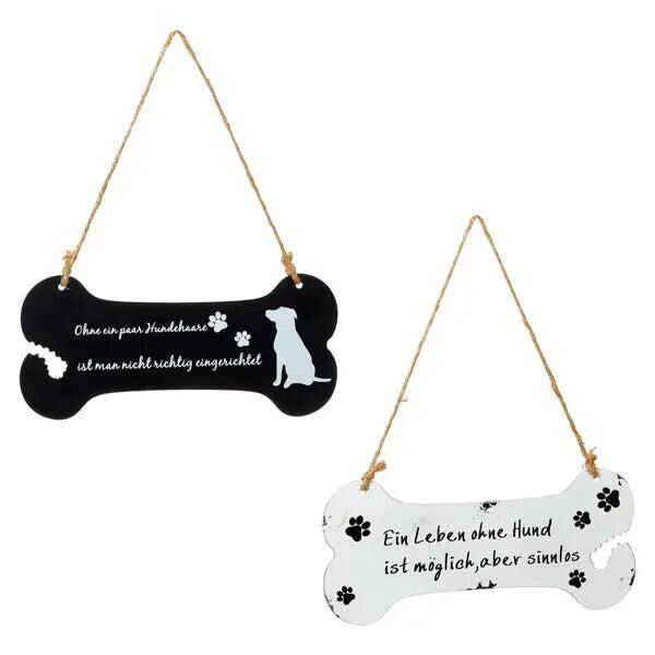 Knochenschilder mit Hundespr&uuml;chen, 2er-Set, 25cm Breit