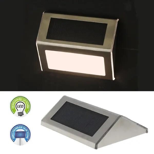 Kompakte Solar-LED Wandleuchte in Silber, 10x8 cm &ndash; Energiesparend