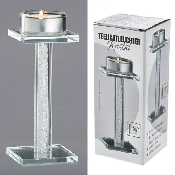 Crystal tealight candle holder, Elegant small design, 16cm high