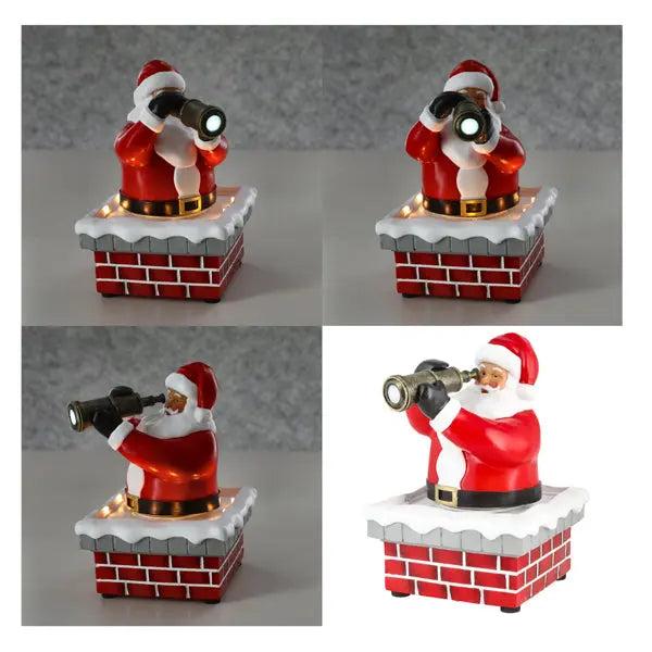 LED-beleuchteter Weihnachtsmann mit Fernglas, Winterliche Figur, 20cm Hoch