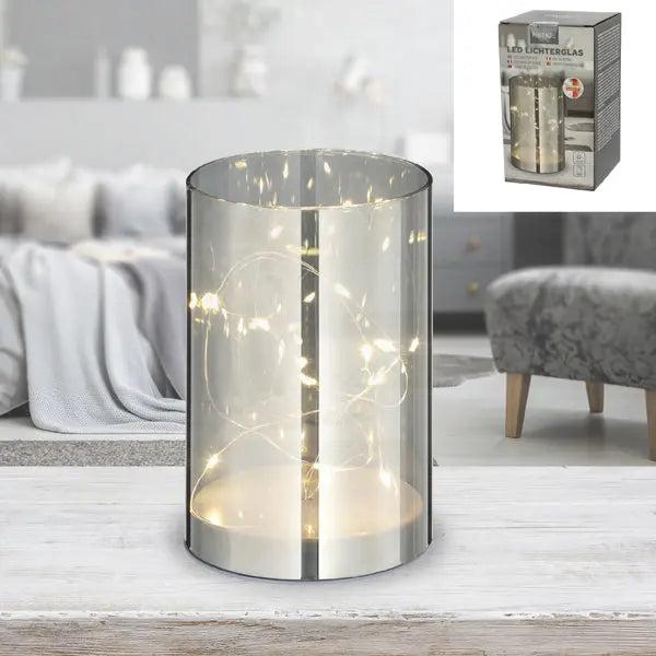 LED-Dekorglas, Grau, Klein, 9x15cm &ndash; Stimmungsvolle Raumbele