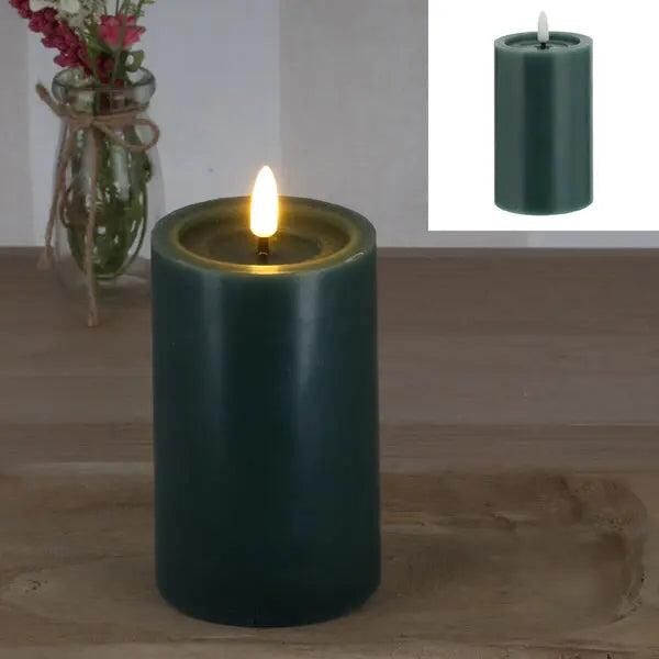 LED Echtwachskerze SHINE, Gr&uuml;n, ca. 7,5x12,5 cm