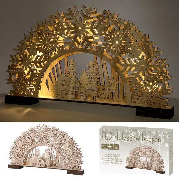 LED Holzschwibbogen Natur, Ca. 45cm Breite - Stilvolle Beleuchtungsdeko