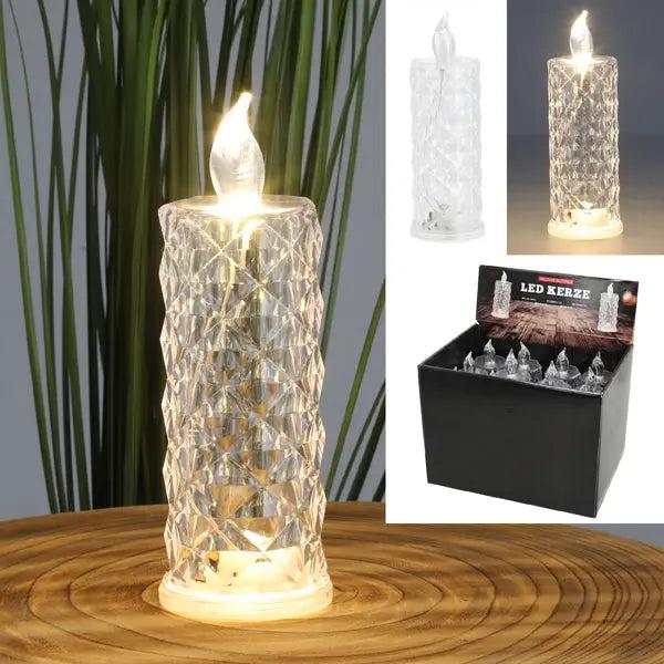LED-Kerze in Kristalloptik, Klar, 12 cm H&ouml;he - Elegante Beleuchtung f&uuml;r Ihr Zuhause
