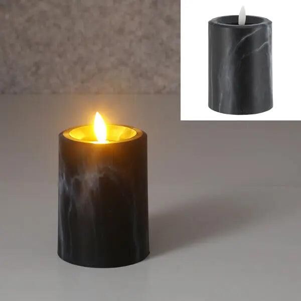 LED-Kerze in Marmoroptik, S, 7,5x10 cm hoch &ndash; Realistische, elegante Dekobeleuchtung