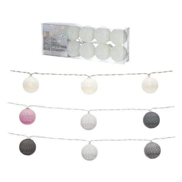LED-Lichterkette Cottonball, 10 LEDs, 300 cm, 3er-Set, ca. 4 cm Durchmesser - Gem&uuml;tliche Beleuchtung