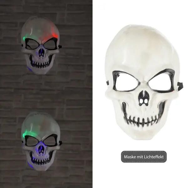 LED-Skelettmaske, ca. 24 cm Hoch - Leuchtendes Kost&uuml;mzubeh&ouml;r f&uuml;r Partys