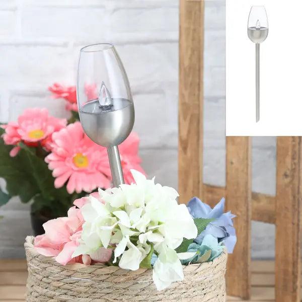 LED Solar Flame Lamp: Stainless Steel, Approx. 40cmH - SEO-Optimized Listing for Enhanced Visibility