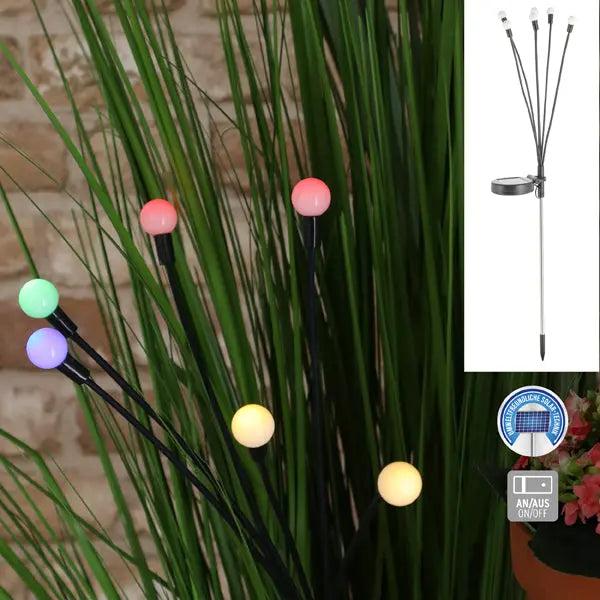 LED Solar Gartenstab, Gl&uuml;hw&uuml;rmchen, mehrfarbig, ca. 67cmH