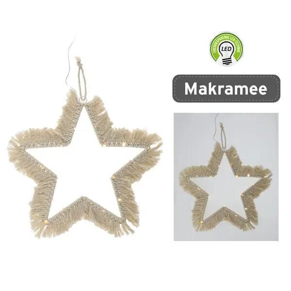 LED Stern Makramee zum Aufh&auml;ngen, 20 LEDs, Durchmesser Ca. 30cm &ndash; Dekoratives Licht