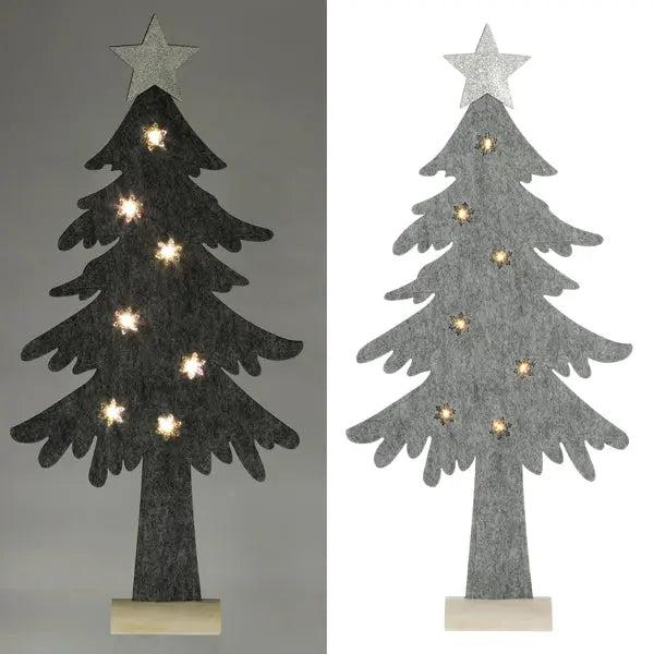 LED Tannenbaum Filz stehend grau, 67 cm &ndash; Moderne Festliche Deko | Stilvoller Filz-Tannenbaum mit Beleuchtung