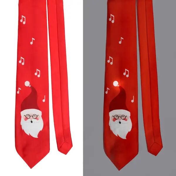 LED Weihnachtskrawatte mit Santa-Motiv, Festlich Leuchtende Krawatte - 100 Zeichen
