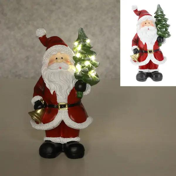 LED-Weihnachtsmann mit Leucht-Tannenbaum, Festtagsdeko, 20 cm H&ouml;he