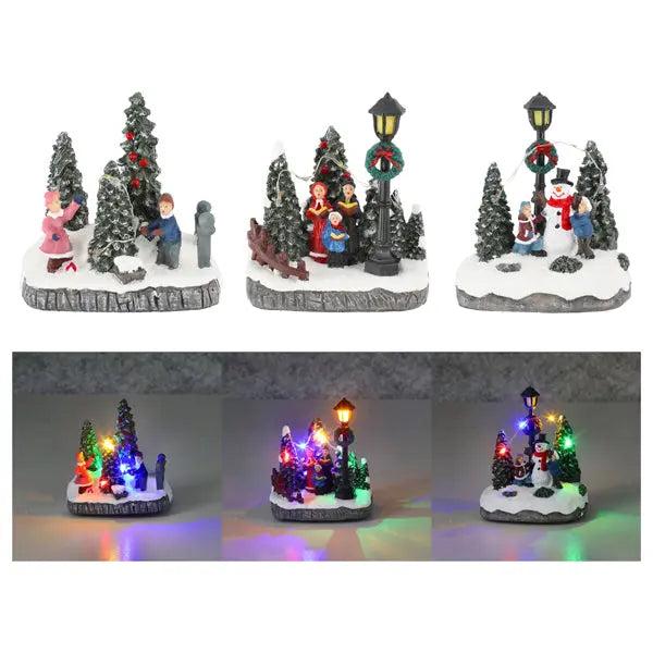 LED-Winterlandschaften im Set, 3 St&uuml;ck, je 10x12 cm, Festlich