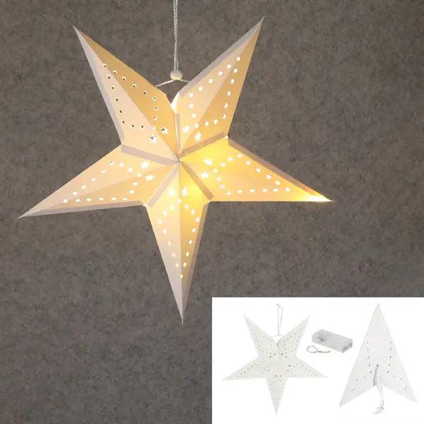 Leuchtende LED Papiersterne, 5 Zacken, Klein, 2er-Set, 45cm Durchmesser