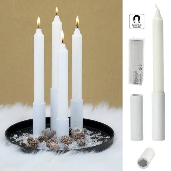 Magnetischer Stabkerzenhalter, schneewei&szlig;, M, 2,8x7,5cm