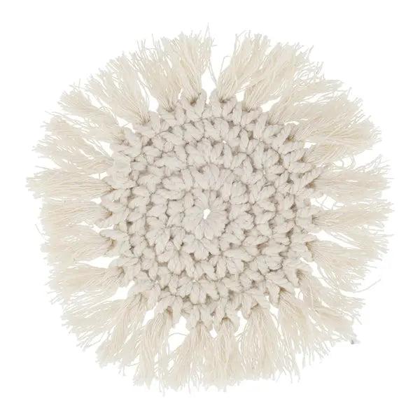Makramee Untersetzer, ca. 10 cm Durchmesser &ndash; Handgefertigte Boho-Getr&auml;nkeuntersetzer, langlebig
