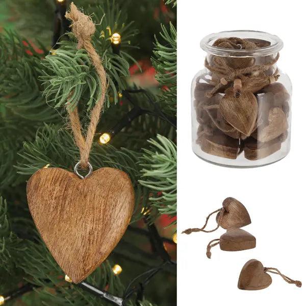 Mango-Holz Herzanh&auml;nger, Dekoratives Accessoire, 6cm