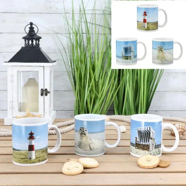 Maritimer Becher-Set, Ozean-Design, 9,5cm Hoch, 3er-Pack