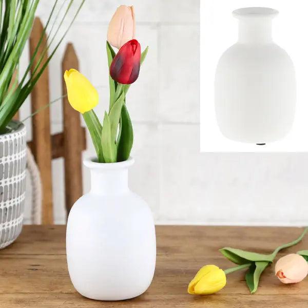Mattwei&szlig;e Keramikvase, Minimalistisches Design, ca. 9x14 cm
