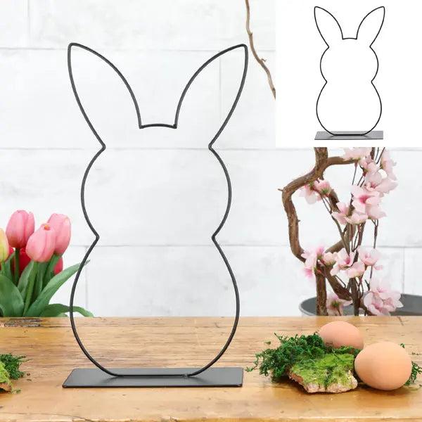 Metallhase stehend auf Sockel, 30 cm Hoch - Moderne Gartenfigur