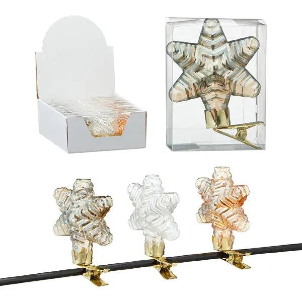 Mini Glasvasen mit Clip, 3er Set, Dekoriert mit Weihnachtsstern, Festlicher Schmuck