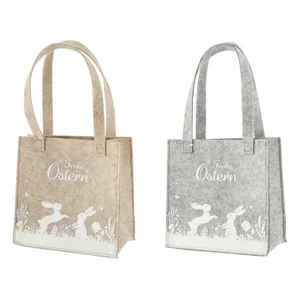 Mittelgro&szlig;e Filztaschen mit Henkel, 'Frohe Ostern', 2er-Set, ca. 20x20cm - Osterbeutel