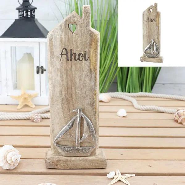 Mittlere 'Ahoi' Hausstele, Maritime Deko, H&ouml;he ca. 32 cm &ndash; Ideal f&uuml;r den Eingangsbereich