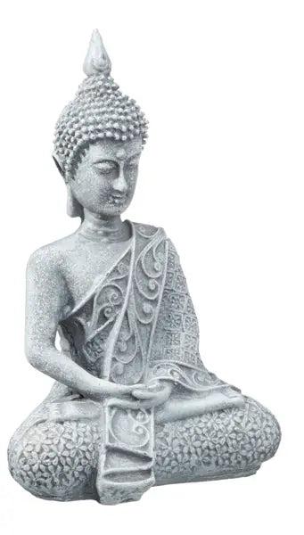 Mittlere Buddha-Statue, sitzend, grau, ca. 12 cm hoch &ndash; Harmonische Dekoration