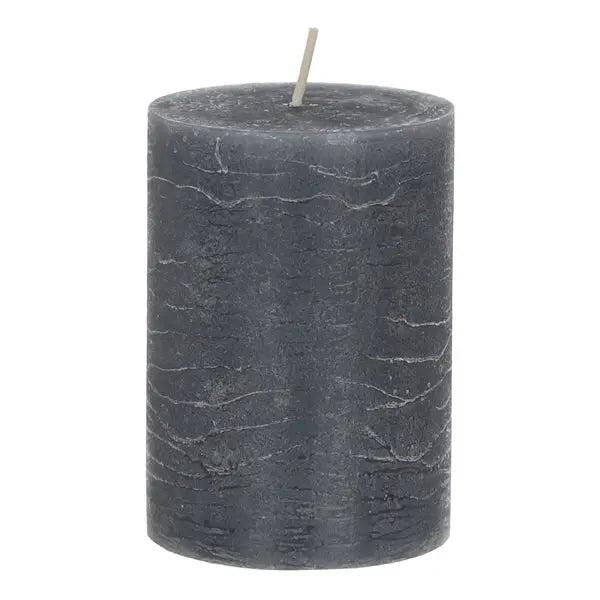 Mittlere Rustikale Stumpenkerze in Grau, 7x10cm - Modernes Dekor