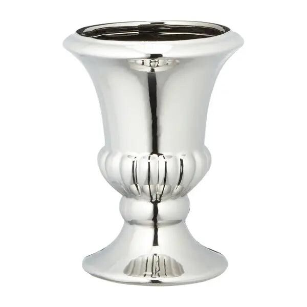 Mittlere silberne Bodenvase, ca. 20cm H&ouml;he | Elegante silberfarbene Dekovase | Moderne Bodenvase