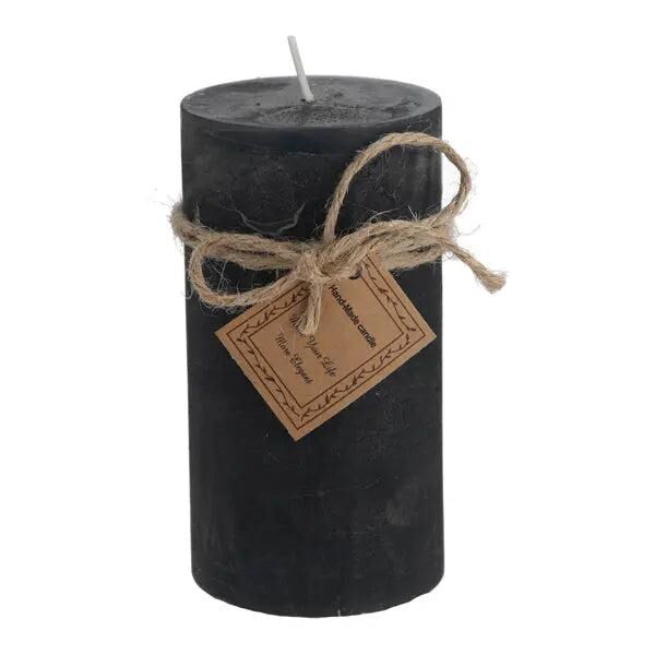 Mittlere Stumpenkerze in Gefrostetem Schwarz, M, 7x13cm - Modernes Design
