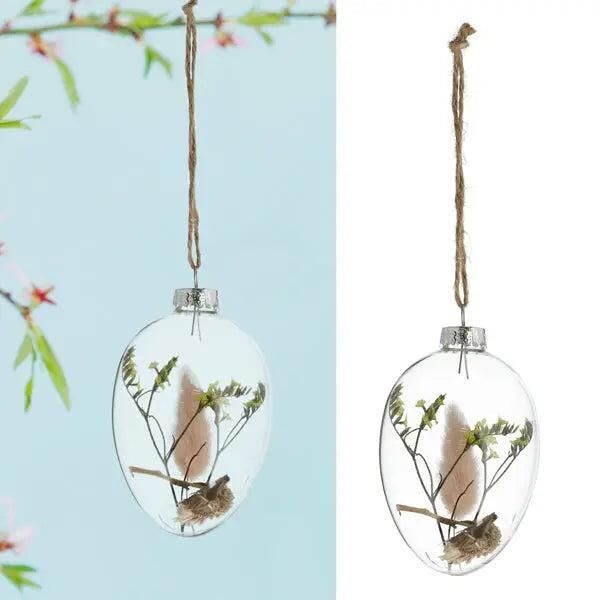 Mittlerer Ei-Anh&auml;nger mit Trockenblumen, H&ouml;he 9,5 cm