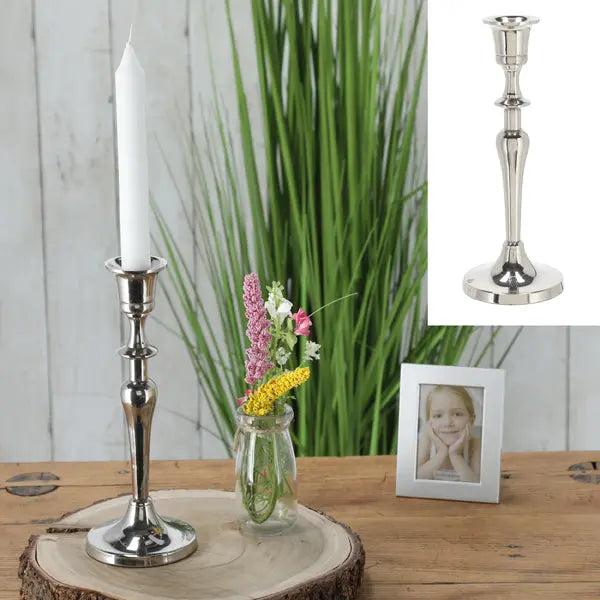 Mittlerer Stabkerzenhalter in Silber, Ca. 22cm Hoch - Modernes Dekor f&uuml;r Zuhause!
