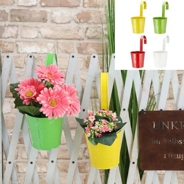 Mittlerer Zink-Blumen&uuml;bertopf Springflower, 4er-Set - Durchmesser 13cm