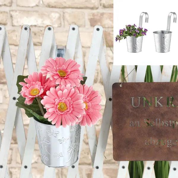 Mittlerer Zink-Blumen&uuml;bertopf Springflower - Durchmesser 13cm