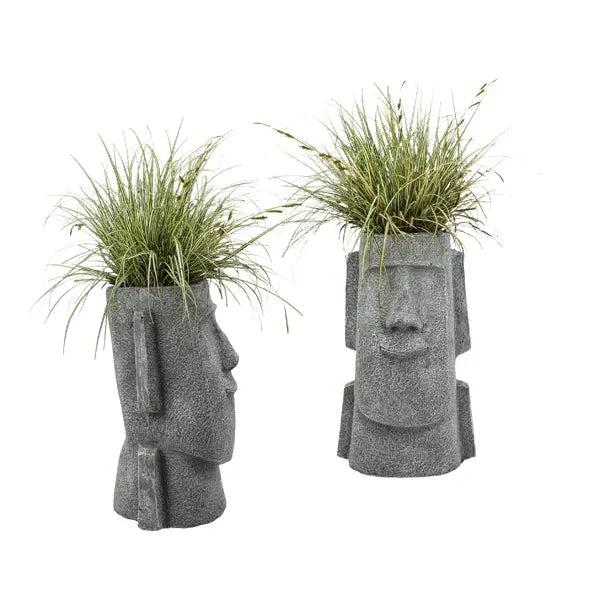 Moai Kopf Pflanzgef&auml;&szlig;, Design 2, H&ouml;he 43 cm