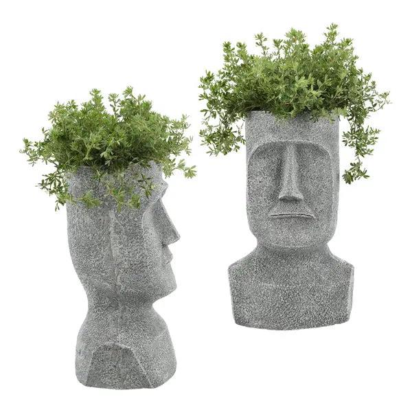 Moai head plant pot, design 3, height 42 cm