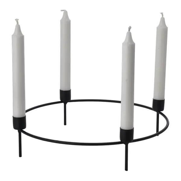 Moderner DIY Adventskranz mit Stabkerzenhaltern, Schwarz, 32x8 cm