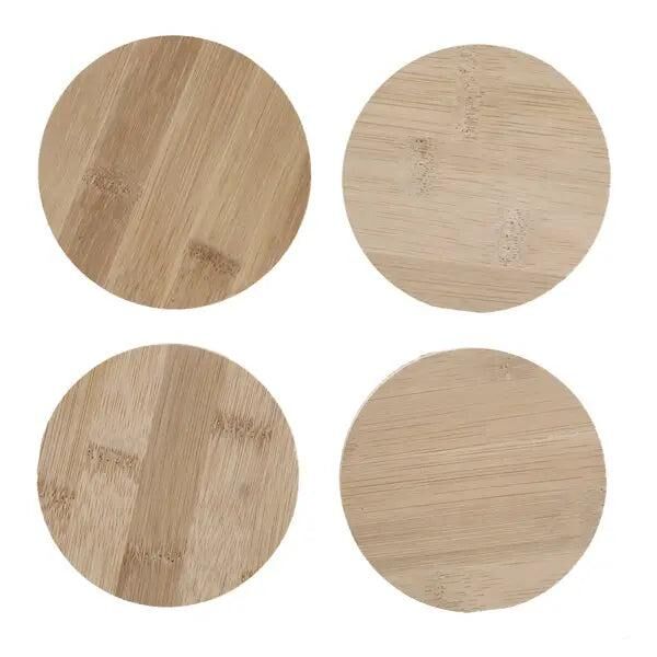 Nat&uuml;rliche Bambus-Getr&auml;nkeunterlagen - Runde Untersetzer, 4er Set, 10cm Durchmesser