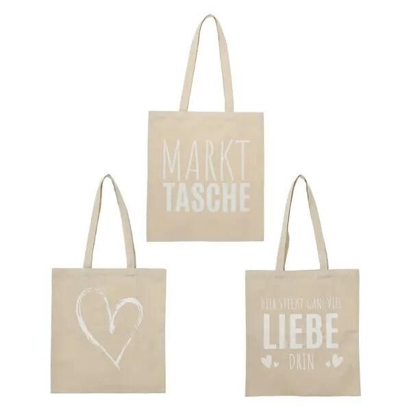 Nat&uuml;rliche Einkaufstasche, 3er-Set, ca. 42x38cm, umweltfreundliche Tragetaschen f&uuml;r Eink&auml;ufe