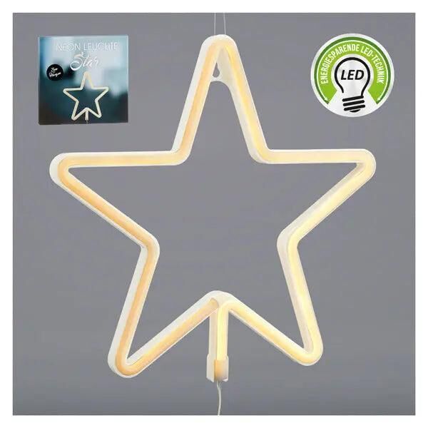 Neon-Leuchte Stern, warmwei&szlig;, 28x28 cm - Auff&auml;llige, festliche Dekoration