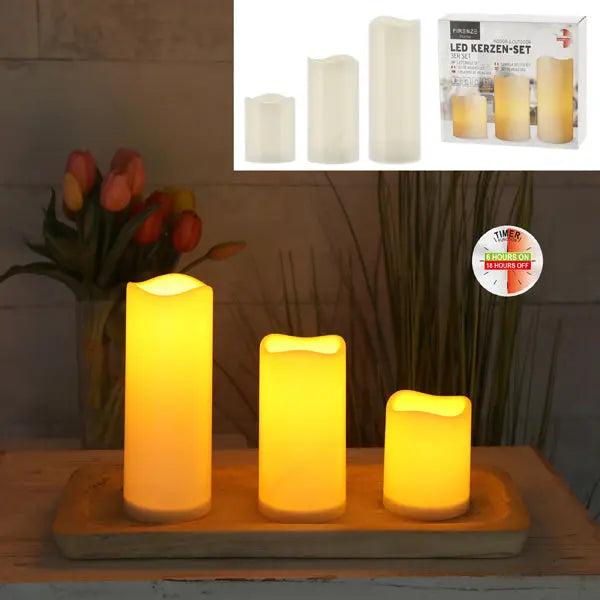 NEU! LED Au&szlig;enkerzen-Set, 3-teilig mit Timerfunktion