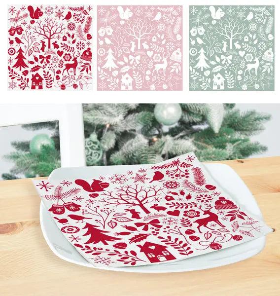 Nordisches Servietten-Set, 3 einzigartige Designs, 20er-Pack - Perfekt f&uuml;r skandinavisches Ambiente