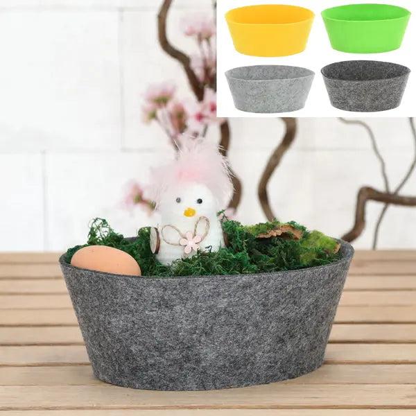 Ovale Filz Osterk&ouml;rbe | Set aus 4 | Fr&uuml;hlingsdeko | Ca. 23cm x 20cm | Festliche Aufbewahrung