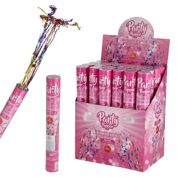 Party Popper mit 4 m Luftschlangen, 30 cm - Perfekte Konfetti-Kanone f&uuml;r Partys & Feste
